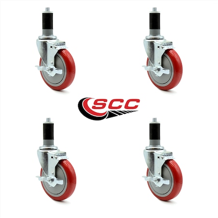 Service Caster Regency Work Table Locking Caster Replacement Set REG-SCC-EX20S514-PPUB-RED-TLB-112-4